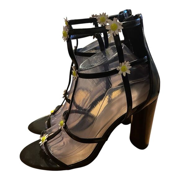 BCBGeneration Jordan Sunflower Heels Caged Gladiator Sandals Womens Size 9 Black - Picture 5 of 11